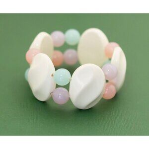 Vintage Boho Pastel Color Flexible Bangle Bracelet by Avon 7.85 Inches K17